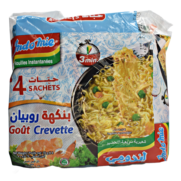 Nouilles instantanées saveur crevette 4 sachets - INDOMIE