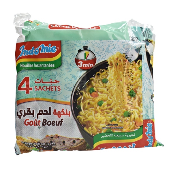 Nouilles instantanées saveur boeuf 4 sachets - INDOMIE