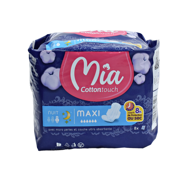 Serviettes hygiéniques maxi nuit x8pcs - MIA