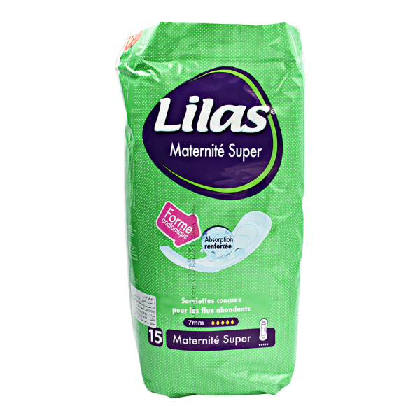 Serviettes Maternité super x15pcs - LILAS